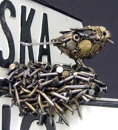 bolts nuts crafts craft projects rustic recycling using hardware decor bird artist sculptures nut nest source welded