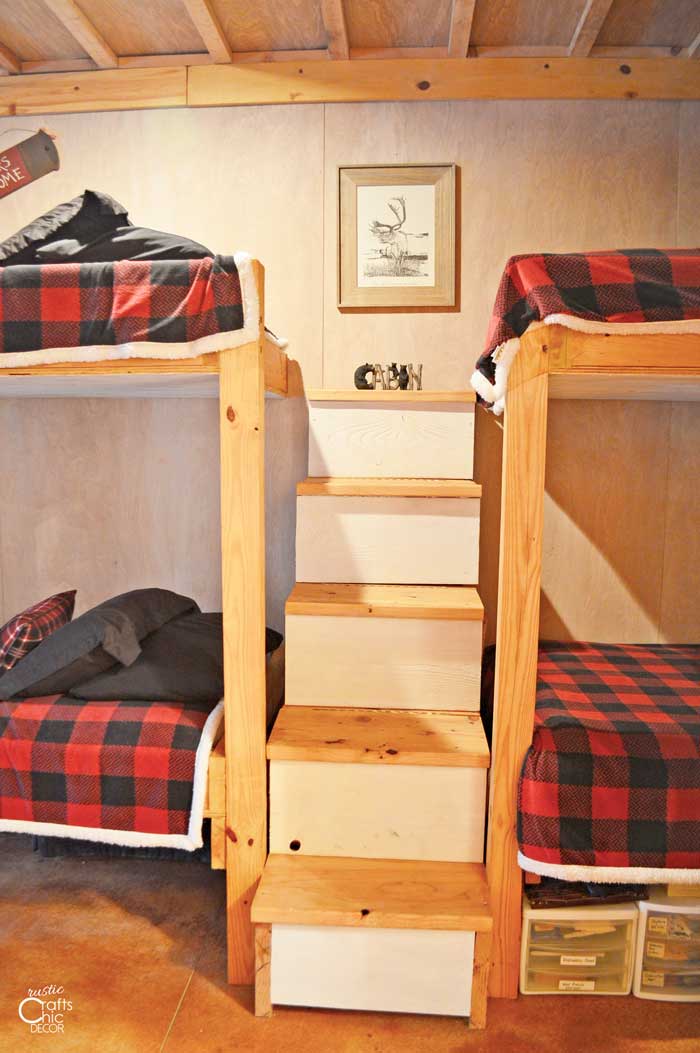 DIY Bunk Beds With Stairs - Rustic Crafts & Chic Decor
